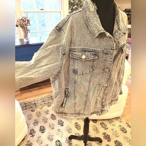 Ms Cello blue Jeans Jacket distressed, size 2xl pre-owned